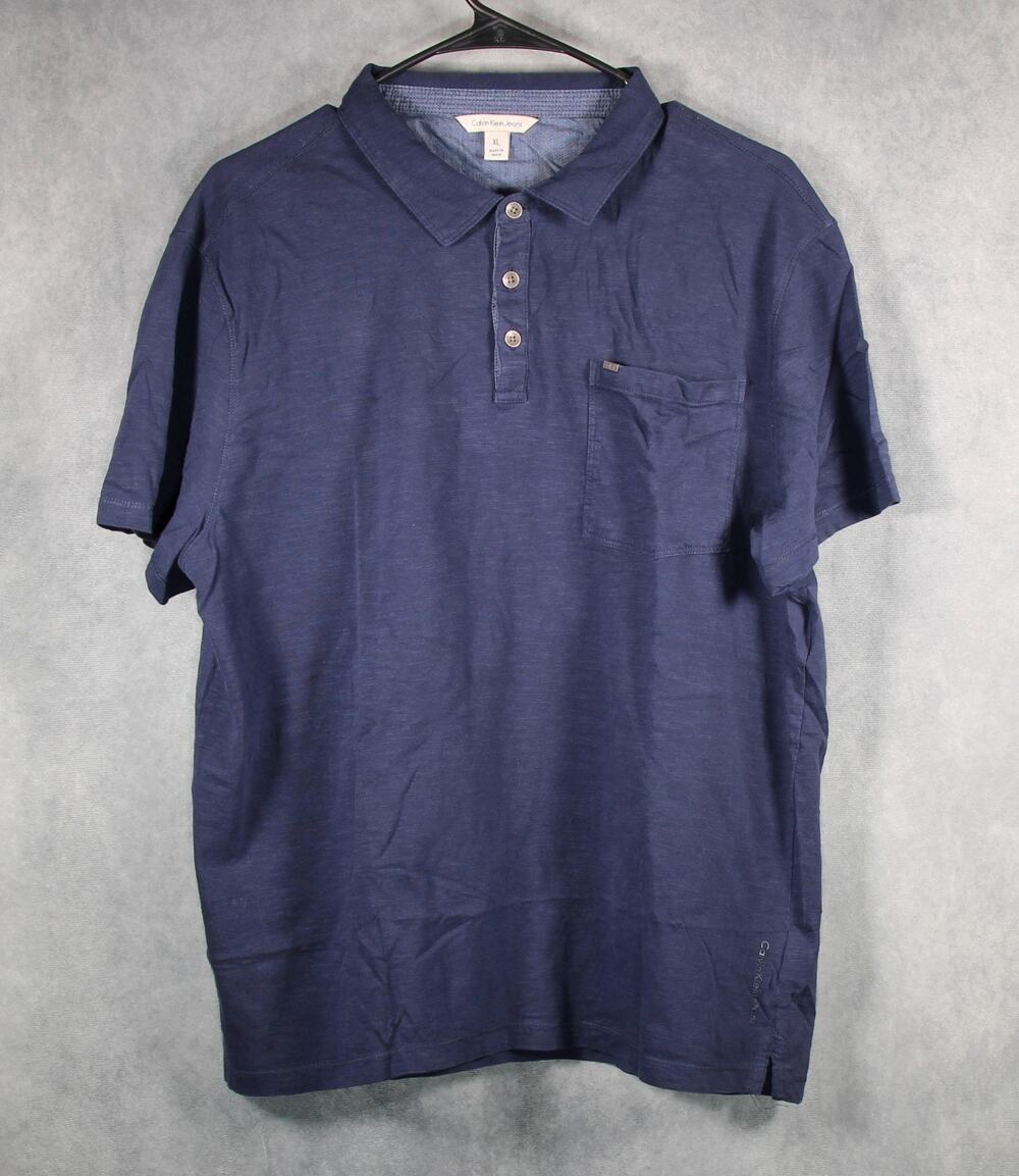 Calvin Klein Jeans Men's Blue Short Sleeve Pocket Polo Shirt Size XL